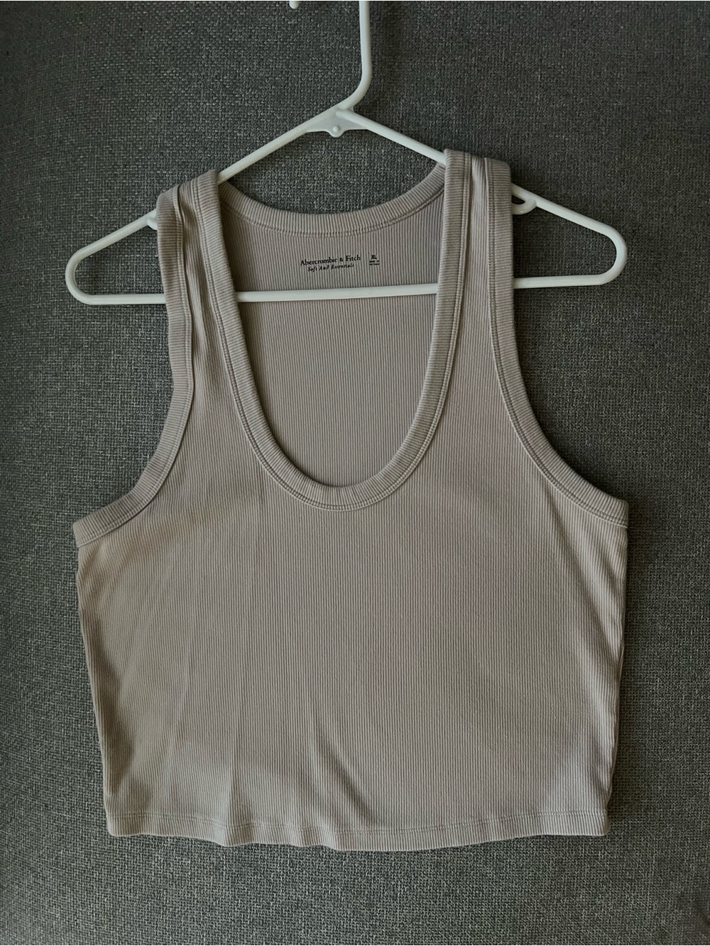 Abercrombie & Fitch Ribbed Crop Tank - Taupe